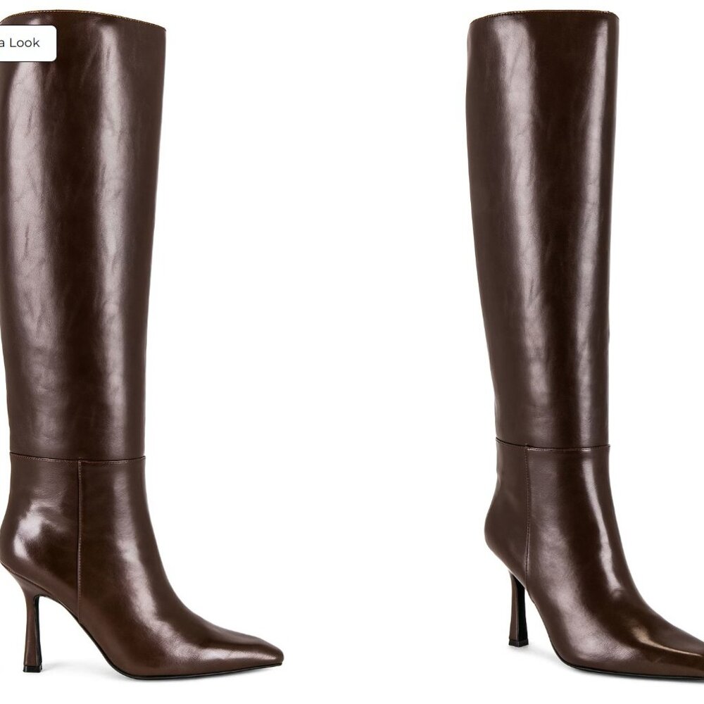 Jeffrey Campbell Sincerely Boots in Brown leather knee high heeled platform